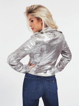 ISAR BIKER JACKET METTALLIC SILVER COMB