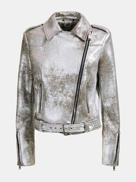 ISAR BIKER JACKET METTALLIC SILVER COMB