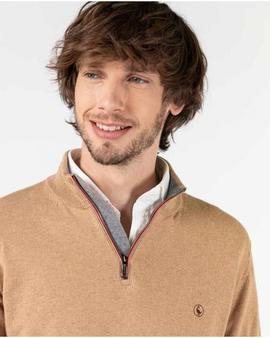 JERSEY CUELLO CREMALLERA DE ALGODON BEIGE