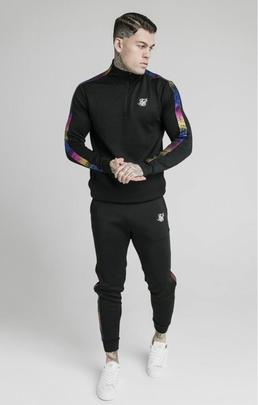 1/4 ZIP FADE RUNNER FUNNEL NECK TRACK TOP BLACK