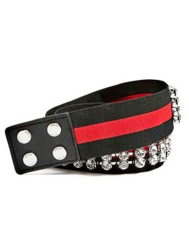 RHINESTONES CHAIN BELT FANTASY BLACK - RED