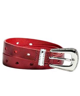 BLENDA LEATHER BELT METALLIC RED