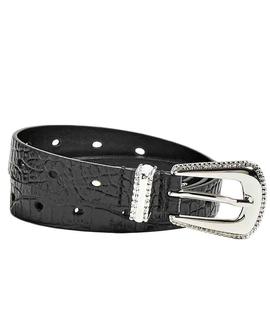 BLENDA LEATHER BELT BLACK CROCO