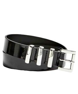 LOGO LEATHER BELT JET BLACK