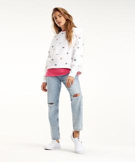 TJW ALLOVER EMBROIDERED CREW CLASSIC WHITE