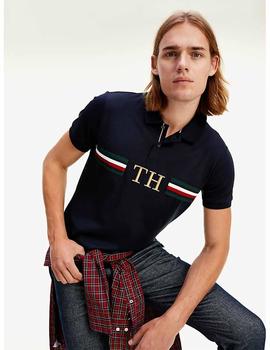 TH MONOGRAM CHEST SLIM POLO DESERT SKY