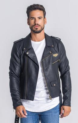 CHAQUETA BIKER DE ECOPIEL NEGRA