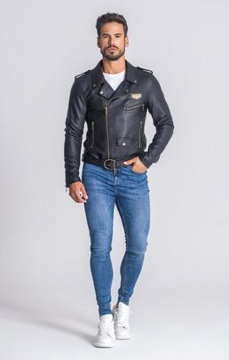 CHAQUETA BIKER DE ECOPIEL NEGRA