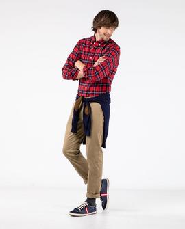 CAMISA BASKET WEAWE CUADRO TARTAN ROJO