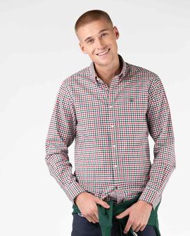 CAMISA OXFORD CUADROS ROJO Y VERDE