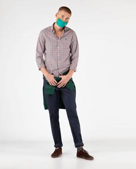 CAMISA OXFORD CUADROS ROJO Y VERDE