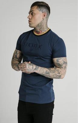 STRAIGHT HEM GYM TEE NAVY - GOLD