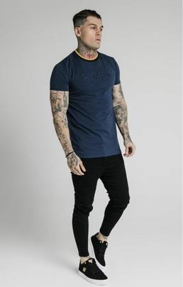 STRAIGHT HEM GYM TEE NAVY - GOLD