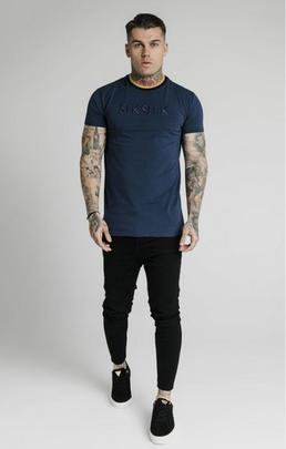 STRAIGHT HEM GYM TEE NAVY - GOLD