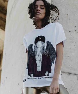 CAMISETA UNISEX CLAUDIA SCHIFFER ANGEL BLANCA