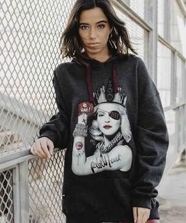 SUDADERA UNISEX MADONNA REBEL HEARTH GRIS