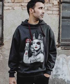 SUDADERA UNISEX MADONNA REBEL HEARTH GRIS