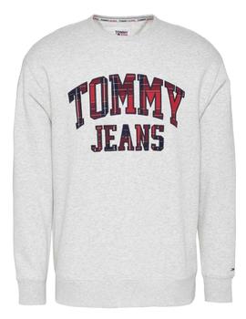 TJM PLAID TOMMY GRAPHIC CREW SILVER GREY HTR