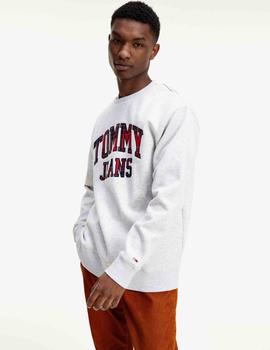 TJM PLAID TOMMY GRAPHIC CREW SILVER GREY HTR