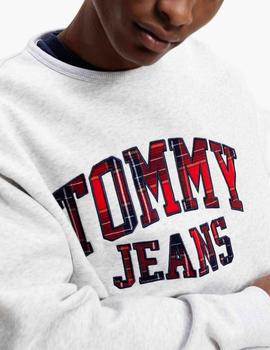 TJM PLAID TOMMY GRAPHIC CREW SILVER GREY HTR