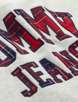 TJM PLAID TOMMY GRAPHIC CREW SILVER GREY HTR