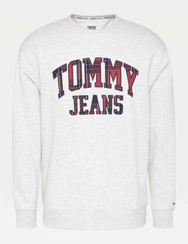 TJM PLAID TOMMY GRAPHIC CREW SILVER GREY HTR