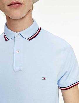 TOMMY TIPPED SLIM POLO SWEET BLUE
