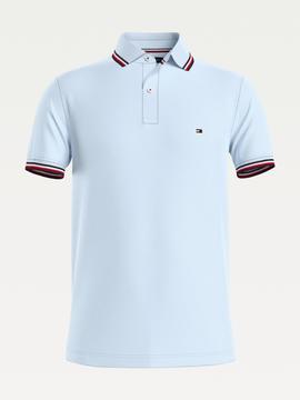 TOMMY TIPPED SLIM POLO SWEET BLUE