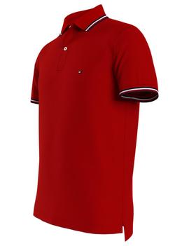 TOMMY TIPPED SLIM POLO PRIMARY RED