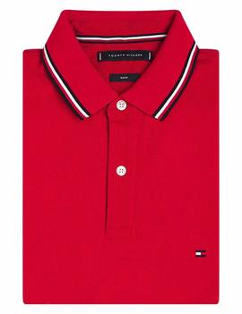 TOMMY TIPPED SLIM POLO PRIMARY RED