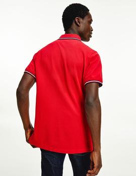 TOMMY TIPPED SLIM POLO PRIMARY RED
