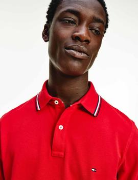 TOMMY TIPPED SLIM POLO PRIMARY RED