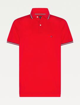 TOMMY TIPPED SLIM POLO PRIMARY RED