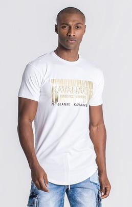 CAMISETA BLANCA CON CÓDIGO DE BARRAS DORADO