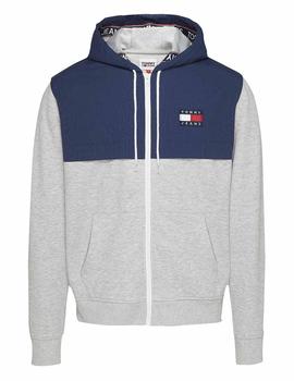 TJM CONTRAST ZIP HOODIE LIGHT GREY HTR / TWILIGHT NAVY