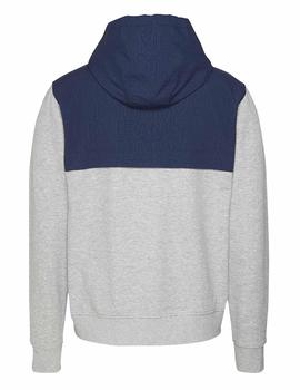 TJM CONTRAST ZIP HOODIE LIGHT GREY HTR / TWILIGHT NAVY