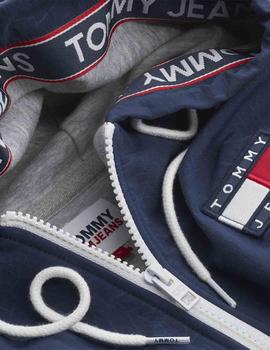 TJM CONTRAST ZIP HOODIE LIGHT GREY HTR / TWILIGHT NAVY