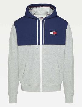 TJM CONTRAST ZIP HOODIE LIGHT GREY HTR / TWILIGHT NAVY