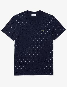 CAMISETA LACOSTE AZUL MARINO CON ESTAMPADO DE LUNARES