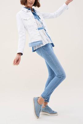 TOP CON MEZCLA DE DENIM REGULAR FIT BLANCO