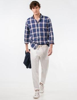 CAMISA TARTAN AZUL MARINO Y BEIGE