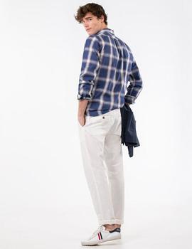 CAMISA TARTAN AZUL MARINO Y BEIGE