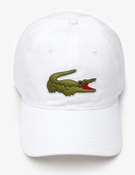 GORRA LACOSTE COCODRILO OVERSIZED BLANCA