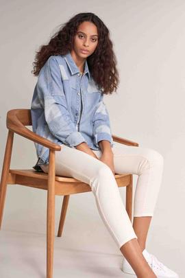 WONDER CAPRI PUSH UP SKINNY FIT EN DENIM BEIGE CON JACQUARD