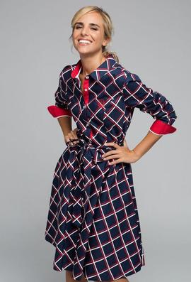 VESTIDO M CAMISERO TARTAN AZUL MARINO