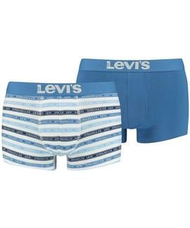 BOXER LEVIS MEN LABEL STRIPE AOP TRUNK 2P BLUE COMBO