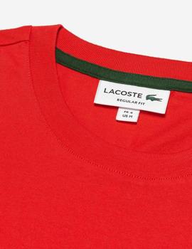 CAMISETA LACOSTE ROJA CON LOGO CRAQUELADO