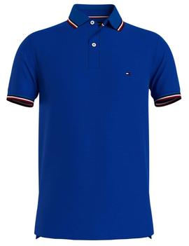 TOMMY TIPPED SLIM POLO BIO BLUE