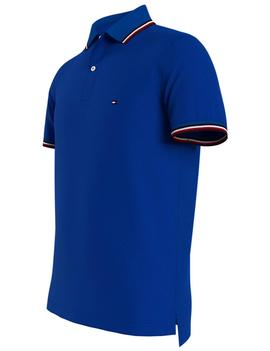 TOMMY TIPPED SLIM POLO BIO BLUE