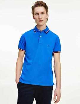 TOMMY TIPPED SLIM POLO BIO BLUE